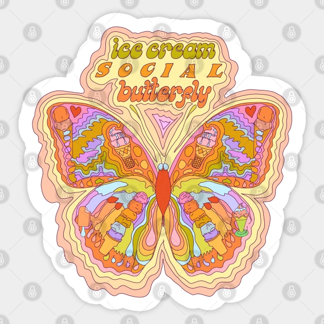 Ice cream social butterfly - 70s butterfly Sticker by Deardarling